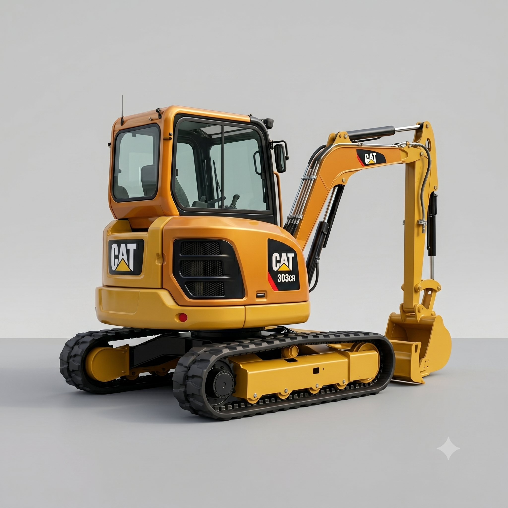 Pásové rypadlo CAT 303CR v terénu